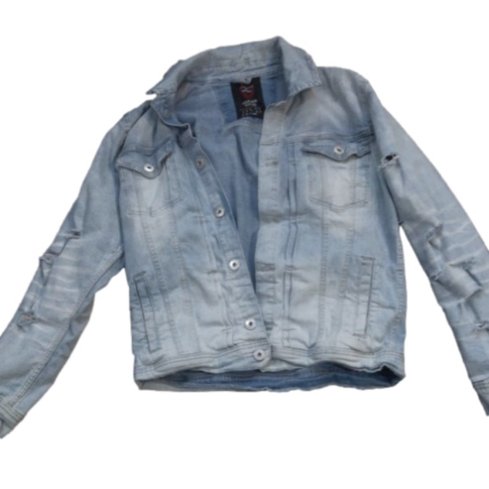 Jordan Craig Distressed Design Back Jean Jacket Size Medium